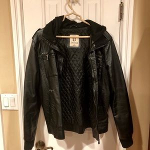 Decree men’s faux leather hooded jacket